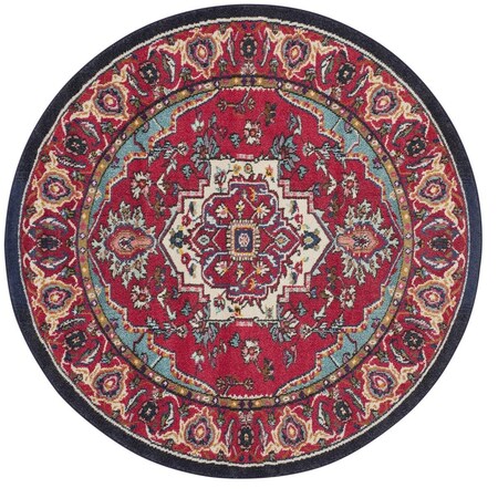 Safavieh Monaco Power Loomed Round Area RugRed & Turquoise 5 x 5 ft. MNC207C-5R